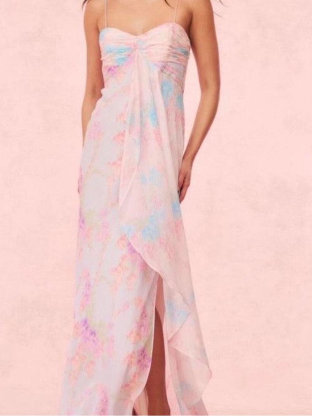 LoveShackFancy Pale Pink Tie-Dye Slip Dress